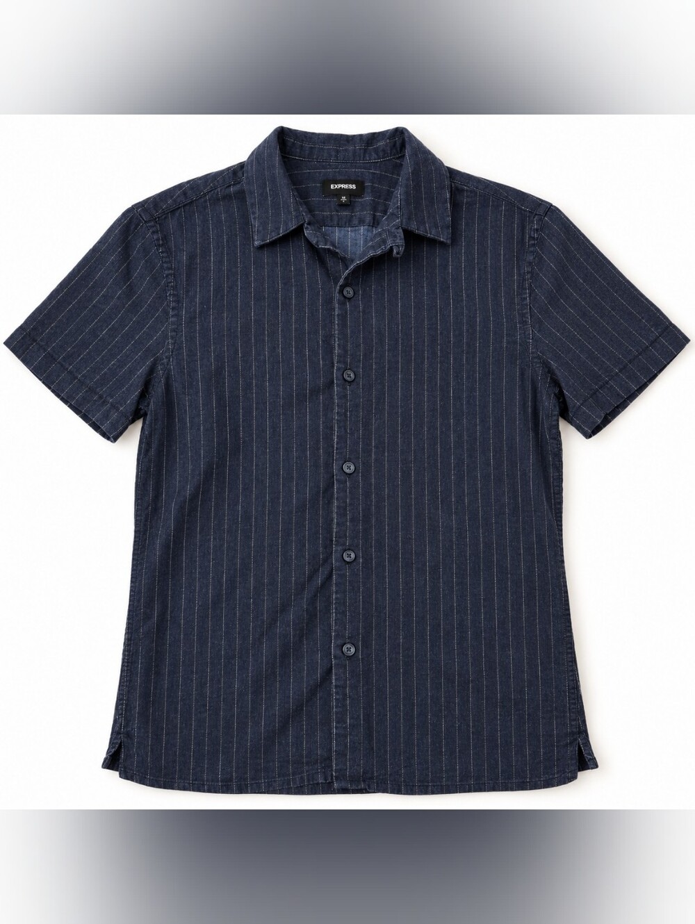 Express Men’s Navy Pinstripe Cotton Linen Shirt XS